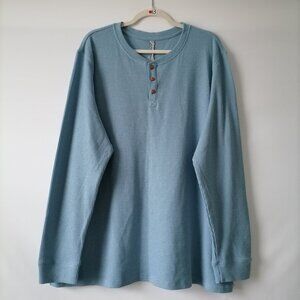 Sail Wind Men's Blue Long Sleeve Long Sleeve Textured Henley T-Shirt Size 2XL